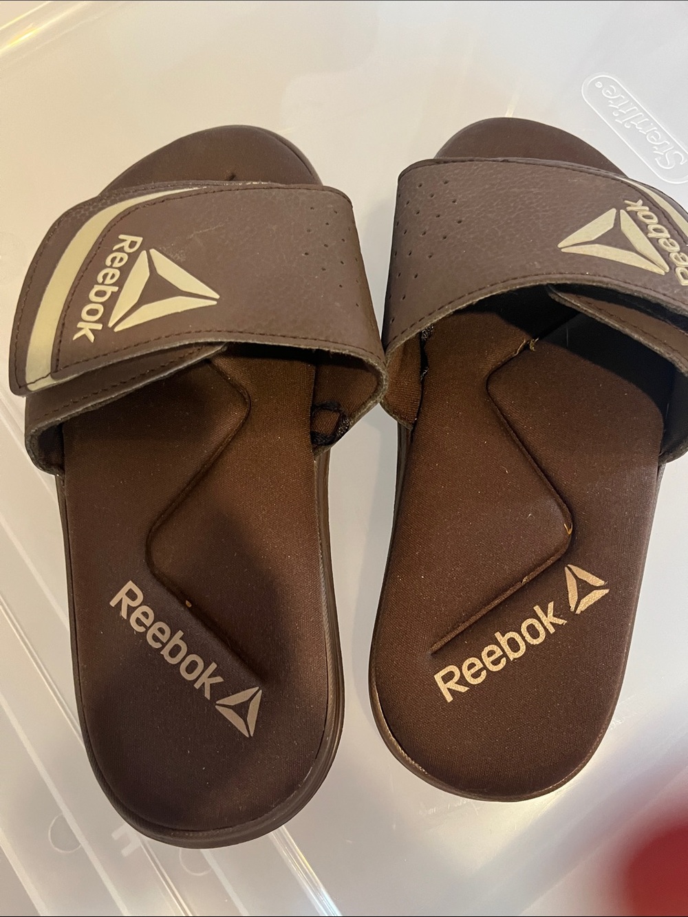Reebok Kids Brown Slide Sandals with Light Accent